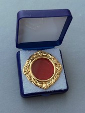 + New Gold Plated Relic Theca, Reliquary with Crystal Window & Display Case + picture