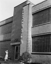 Exterior view a Streamline Moderne building constructed using glas- Old Photo picture