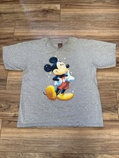Vintage 90s Disney Mickey Mouse Unlimited Graphic T Shirt Gray V Neck L picture