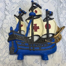 Vintage Cast Crusaders Spanish Galleon Ship Door Stop picture
