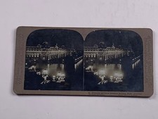 Stereoview Photo Louisiana Purchase Exposition Electicity + Industries at Night  picture