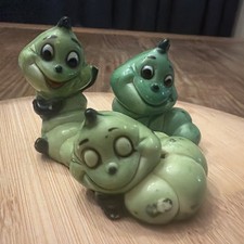 Vintage Retro Anthropomorphic Green Ceramic Caterpillar Figurines Hong Kong picture