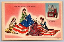 c1930 The Birth Of Our Flag United States Of America Linen Vintage Postcard picture