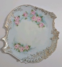 1910s Antique Plate Porcelain Austria Merkelsgrun Hand Painted 8.5