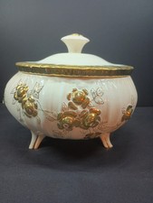 Rare Antique Tucker Porcelain footed Lidded bowl Guilded picture