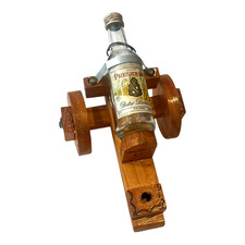 Vintage Presidente Pedro Domecq Brandy Mini Bottle Wooden Cannon Souvenir Mexico picture