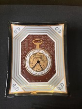 Vintage Houze Art Glass Trinket Dish Pocketwatch Time 60s Alice Clock picture
