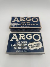Lot Of 2 ARGO Gloss Laundry Starch 16oz Sealed Blue Box USA Vintage picture