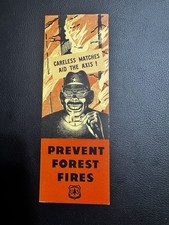Original WWII 1943 Anti-Japanese Forest Fire Prevention Sabotage Book Mark US picture