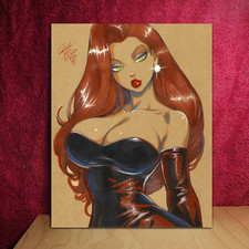 Jessica Rabbit Color Illustration Mixed Media Fine Art Print 8.5x11 - Keyeske picture