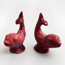 Vintage Rosemeade MCM Ceramic Fish Salt & Pepper Shakers – Pink Glaze picture