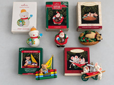 Hallmark Keepsake Ornament Lot 5 Vintage 1989-1995 Crayola Hershey Snowman Cat picture