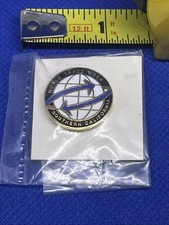 New World Trade Week Southern California Gold Tone Globe Logo Lapel Pin picture