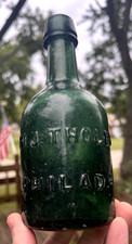 NICE DEEP GREEN SODA BOTTLE PH. J. THOLEY PHILADA IRON PONTIL 1850s ERA DUG L@@K picture