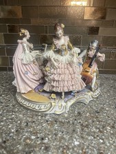 Antique Dresden German Victorian Piano Musical 10” Figural Group Figurine picture