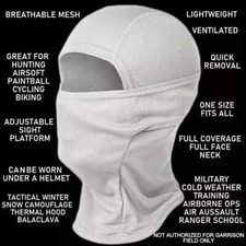 WINTER SNOW CAMOUFLAGE WHITE OUT LIGHTWEIGHT COLD WEATHER BALACLAVA GAITER HOOD picture