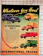 1937-1940 International Harvester Trucks Vintage Magazine Ad Ephemera picture