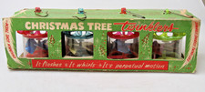 Set 4 Vintage Hard Plastic Spinner Twinkler Birdcage Christmas Ornaments w Box picture