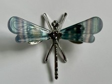 Genuine Rainbow Fluorite Dragonfly Carving Sculpture Gift 2.1 oz picture