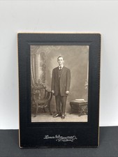 Antique Cabinet Card Photograph Tall Young Man In Suit Holyoke MA Massachusetts picture