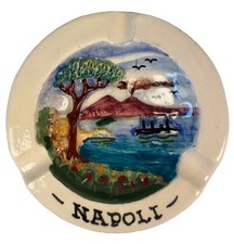 Vintage Napoli Italy Hand Painted Ceramic Ashtray Mount Vesuvius Souvenir picture