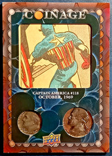 CAPTAIN AMERICA 2020 UPPER DECK MARVEL AGES COINAGE OCTOBER 1969 #CA-118 6/15 SP picture