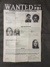 HISTORICAL Original 1974 Patty Hearst FBI  Poster Mailed Military Fort Lawton WA picture
