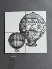 Fornasetti Ceramic Tiles “Macchine Volanti” Set of 24 – 20×20 cm | NEW IN BOX picture