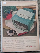 1957 GE Television Christmas Vintage Print Ad Big Screen Portable picture