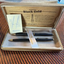 Allis Chalmers Bradley Black Gold Pen & Pencil Set VTG New Rare picture