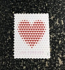 100 PCs USPS FIRST CLASS LETTER STAMPS LOVE HEARTS STAMPS MNH 2020 PANE -WEDDING picture