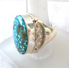 Navajo Allen Tolino Sonoran Web Turquoise Ring 925 Sterling Silver Sz 10 picture