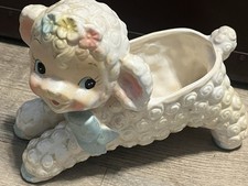 Vintage MCM Rubens Original Kitsch Anthropomorphic Baby Lamb Planter Pearlized  picture