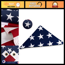 American Burial Flag 5x9.5 ft - 100% Heavy Duty Cotton Memorial Flag picture