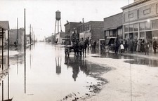 1913 Flood Street Scene Spiceland Indiana RPPC Horse Wagon Post Office picture