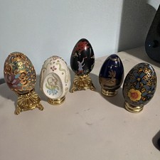Lot of 5 Vintage 3in Egg Franklin Mint Collectors Treasury with Stand  picture