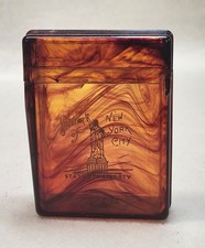 Antique New York City Souvenir Cigarette Case Faux Tortoiseshell Celluloid - Exc picture
