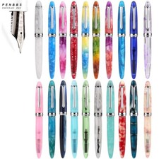 PENBBS 308 Colorful Acrylic Fountain Pen Medium Fine Nib M/F Converter Office #s picture