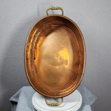 Antique Hand Hammered Copper Oval Roasting Pan 16
