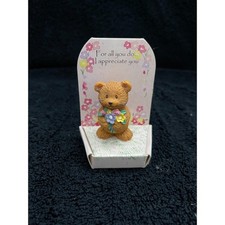 Russ Berrie Miniature Teddy Bear Figurine 4069 I Appreciate You Hand Painted Box picture