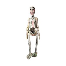 Vintage Mexican Folk Art Hand Carved Articulated Wood Skeleton Calaca 36 Inch picture
