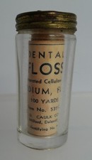 Vintage Caulk Co. Dental Floss Glass Jar w/Dispenser Lid & Label picture