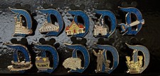 Key To Disneyland 70th Anniversary Gold Glitter D 10-Pin Complete Set picture