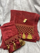 Avanti Decorative Hand  Bath Towel Set 3 Maroon Gold Tassels Vintage B7 picture