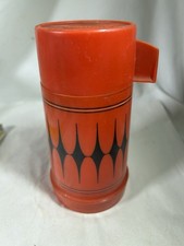 VTG Aladdin's Vanguard Thermos 3C Half Pint Red Black Diamond Cup No. 113 USA picture