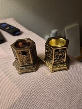 2 Vtg Brass Plated Candle Holders Japan 2