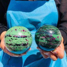 2pcs 3LB Large Natural Ruby Zoisite Sphere Crystal Healing Stone Specimen 5184 picture