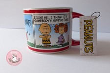 Peanuts Snoopy Charlie Brown Comic Strip Ceramic Coffee Mug Red Handle Gibson picture