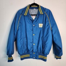 Vintage King Feed & Seed Patch Advertising Bomber Jacket Size L Men's Corn Grain picture