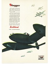 1942 Lockheed P-38 Lightning WW2 Vintage Print Ad Slugger Cannon Fighter picture